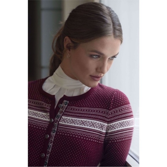 Dale of Norway Hedda Fair Isle Cardigan Sweater Long Sleeve Merino Wool Medium - Picture 3 of 10